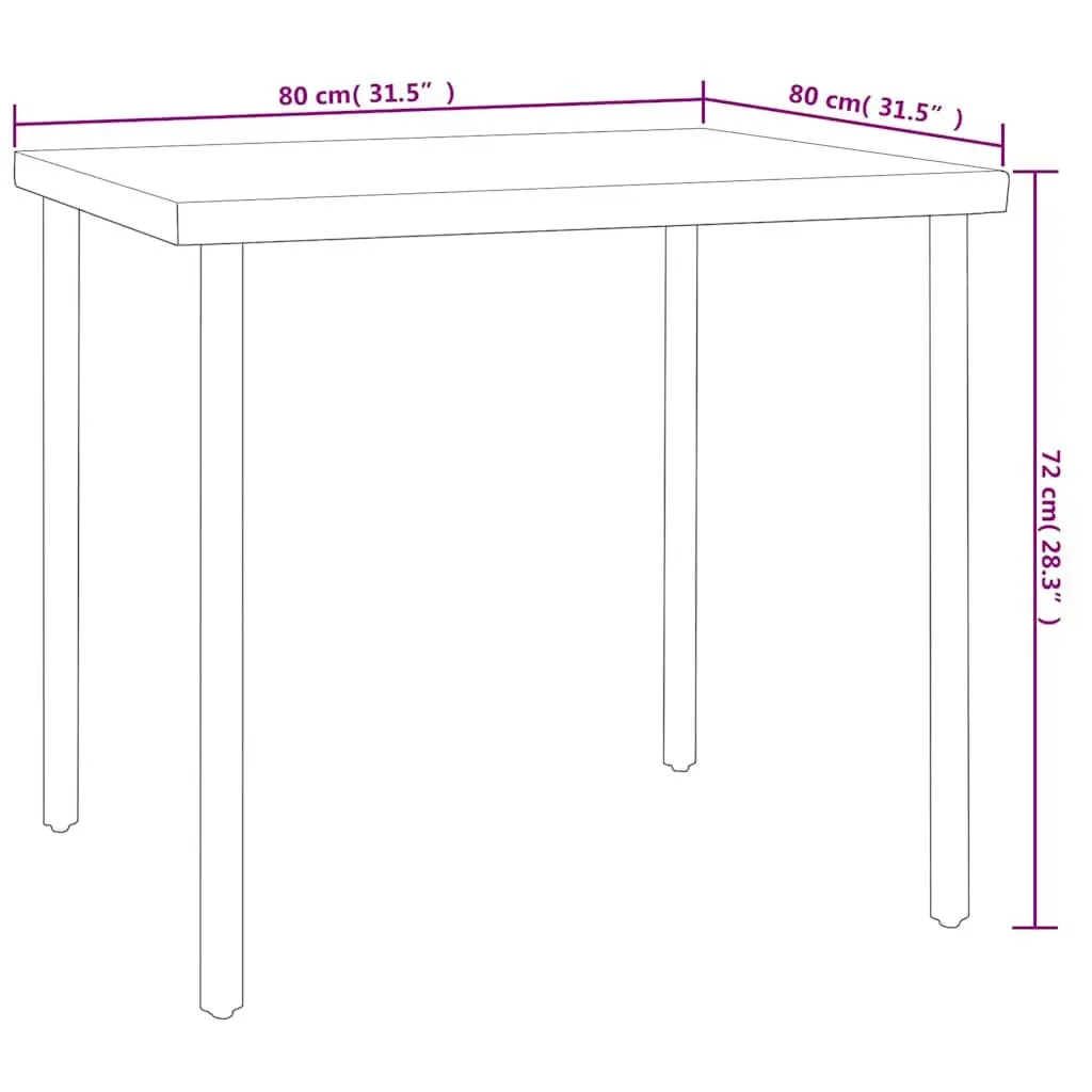 3 Piece Outdoor Dining Set Black Steel Frame Foldable Chairs