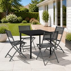 5-Piece Outdoor Dining Set with Foldable Chairs