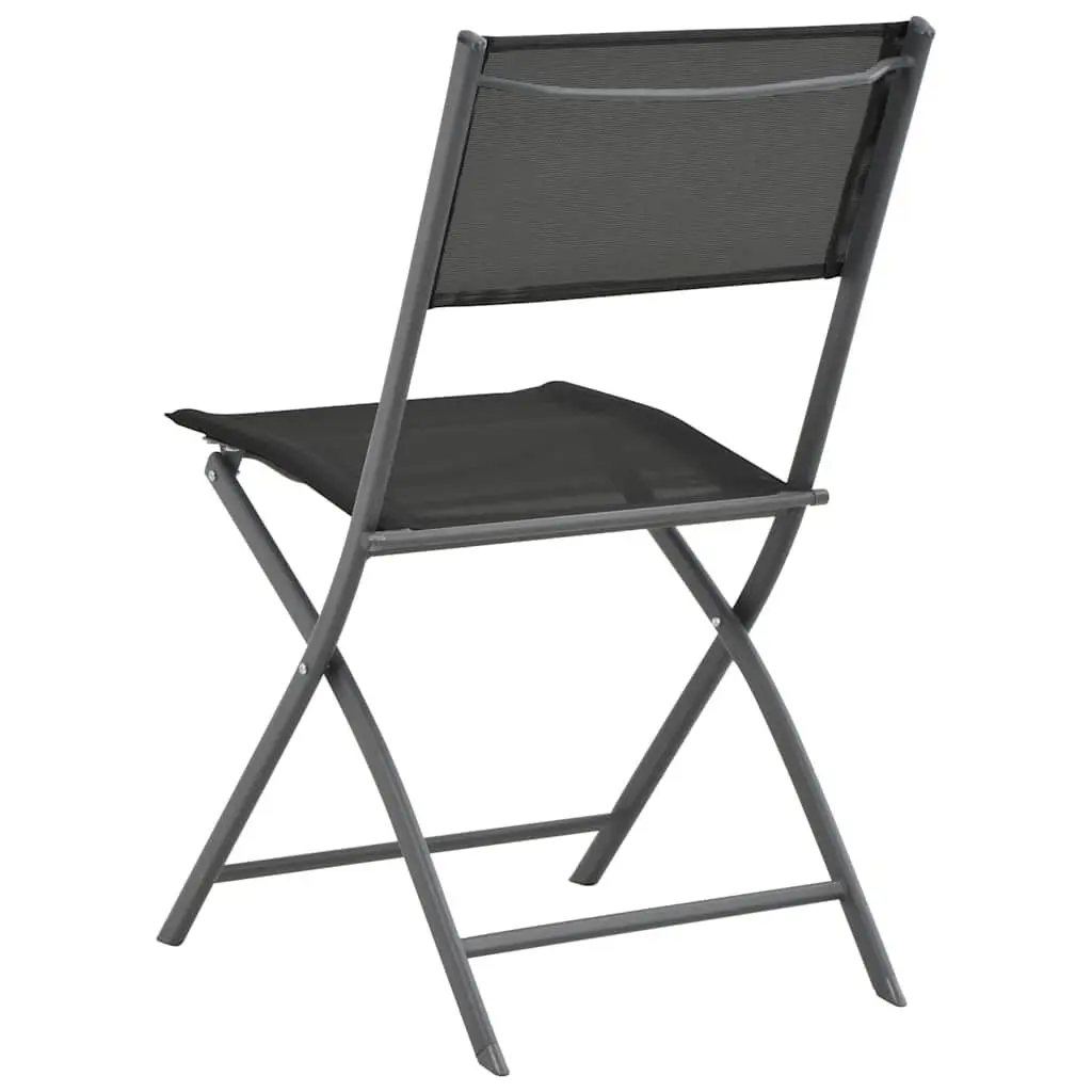 Outdoor Dining Set Black 5 Piece Steel Frame Folding Chairs