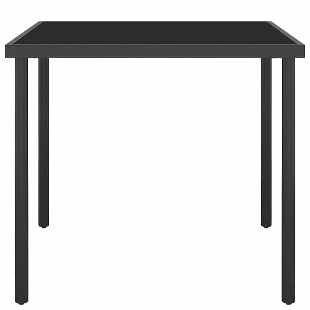 5 Piece Outdoor Dining Set Black Steel Frame Stackable Chairs