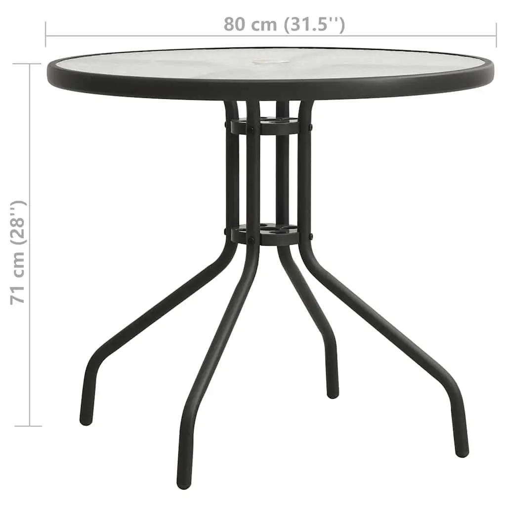 5 Piece Outdoor Dining Set Steel Frame Stackable Chairs Garden Furniture