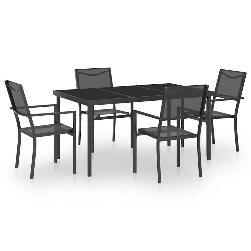 5 Piece Outdoor Dining Set Anthracite Steel Frame Easy to Clean Textilene Upholstered Chairs