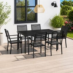 Outdoor Dining Set: Durable 7-Piece Steel and Textilene