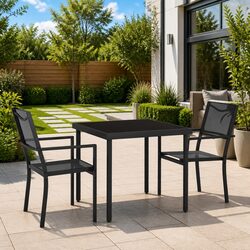 Outdoor Dining Set: 3-Piece Steel Frame with Chairs