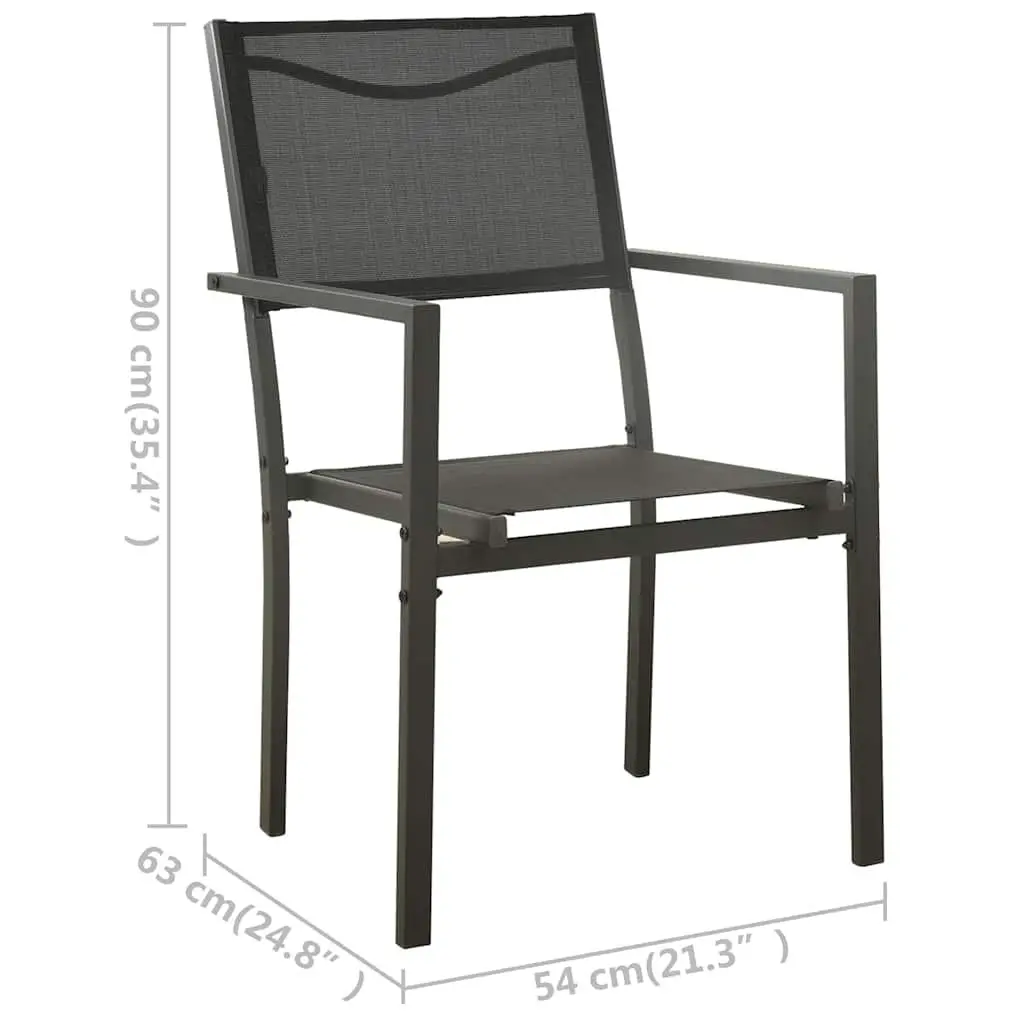 Outdoor Dining Set Black 3 Piece Steel Frame Table Chairs Garden Furniture