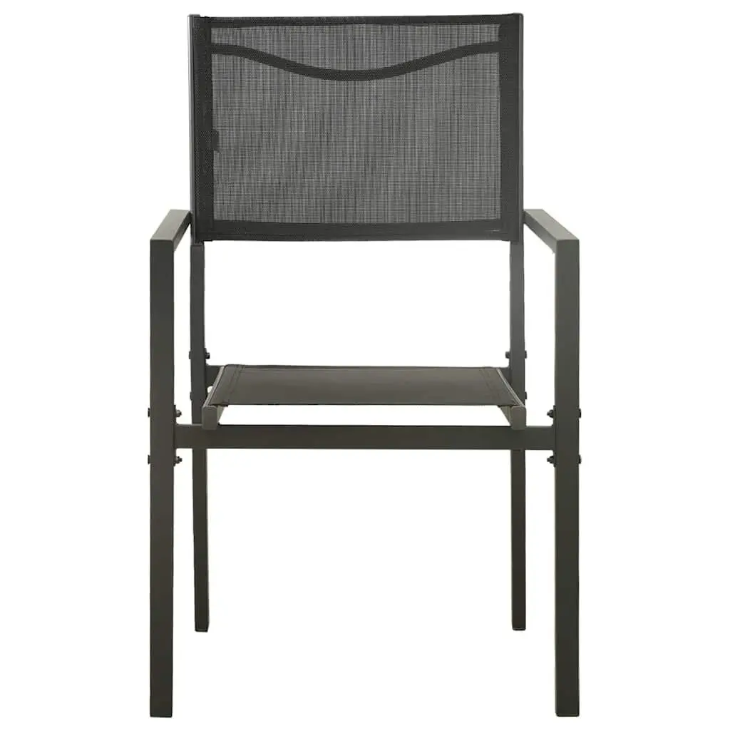 Outdoor Dining Set Black 3 Piece Steel Frame Table Chairs Garden Furniture