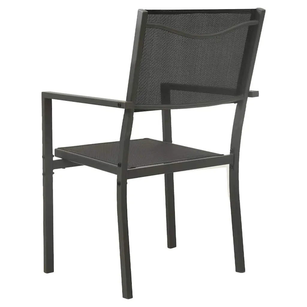 Outdoor Dining Set Black 3 Piece Steel Frame Table Chairs Garden Furniture