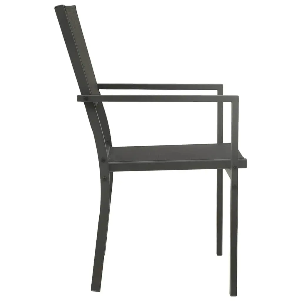 Outdoor Dining Set Black 3 Piece Steel Frame Table Chairs Garden Furniture