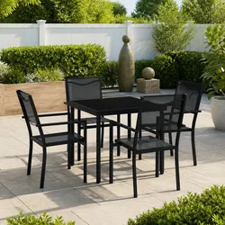 Outdoor Dining Set 5 Piece Steel Frame Table Chairs Garden Patio Furniture