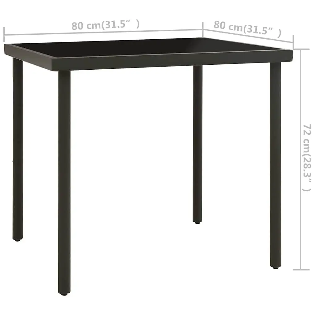 Outdoor Dining Set Black 5 Piece Steel Frame Table Chairs