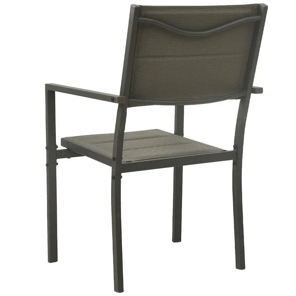 5 Piece Outdoor Dining Set Steel Frame Chairs Table Garden Furniture Black