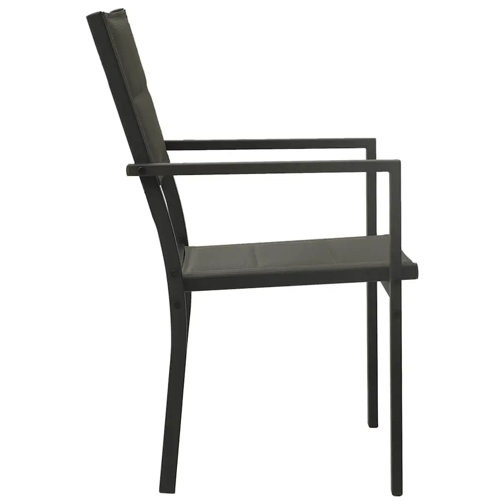 5 Piece Outdoor Dining Set Steel Frame Chairs Table Garden Furniture Black