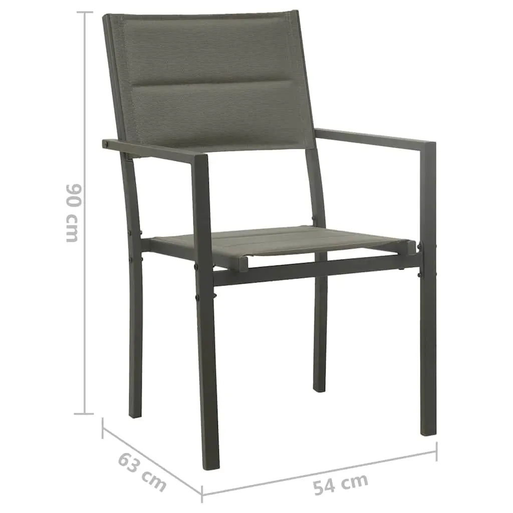 Outdoor Dining Set Grey 9 Piece Steel Frame Stackable Chairs