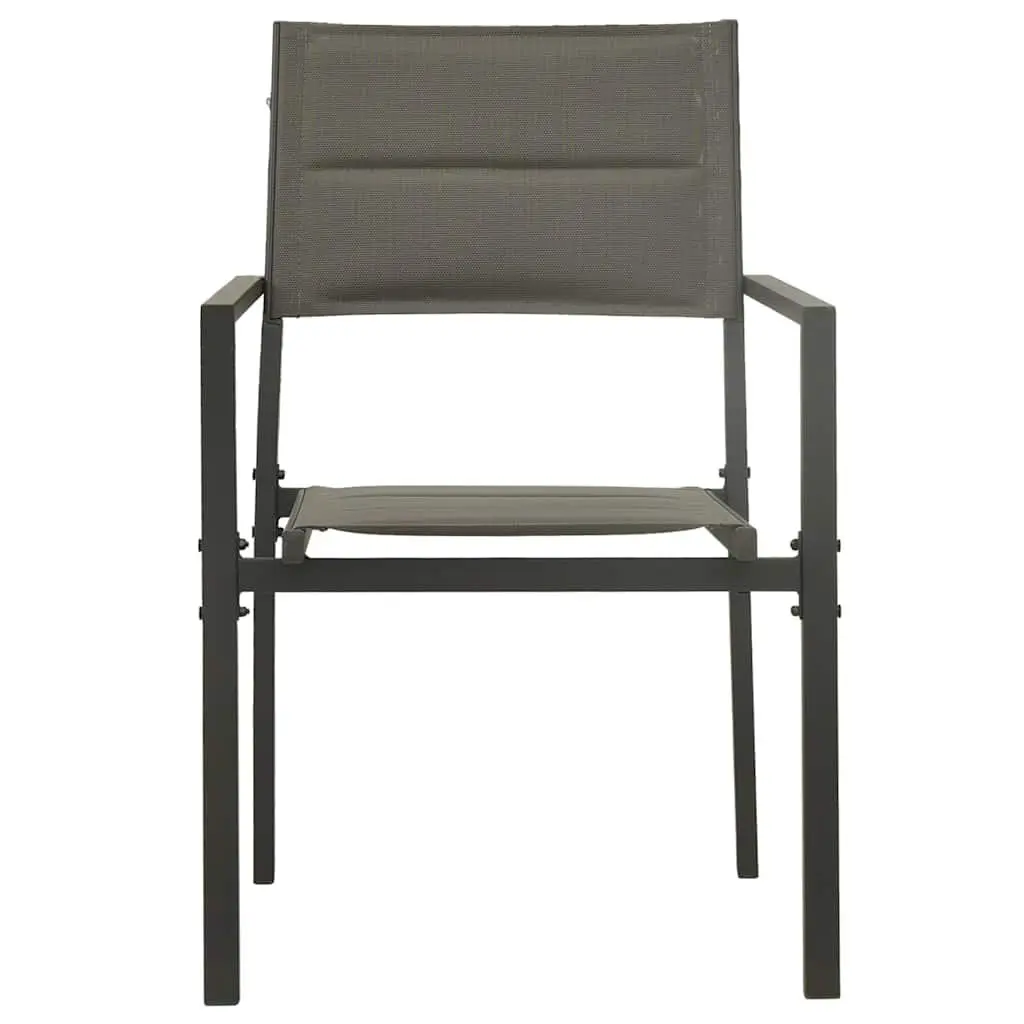 Outdoor Dining Set Grey 9 Piece Steel Frame Stackable Chairs