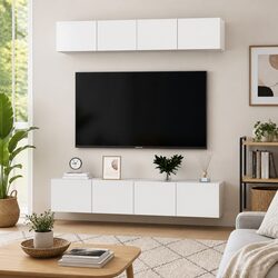 Concise 4-Piece Wall Mounted TV Cabinet Set