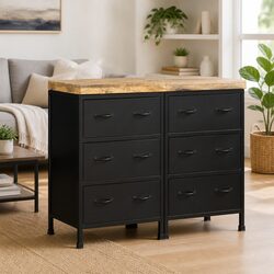 Concise and Reliable Brown Sideboard with 6 Drawers