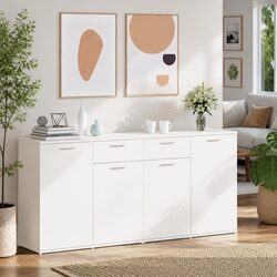 White Sideboard Storage Cabinet 160x36x75 cm