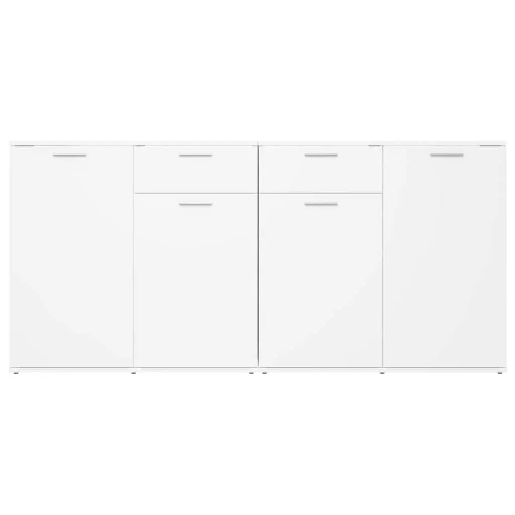 Storage Cabinet White Engineered Wood 160x36x75 cm Modern Sideboard with Drawers and Shelves