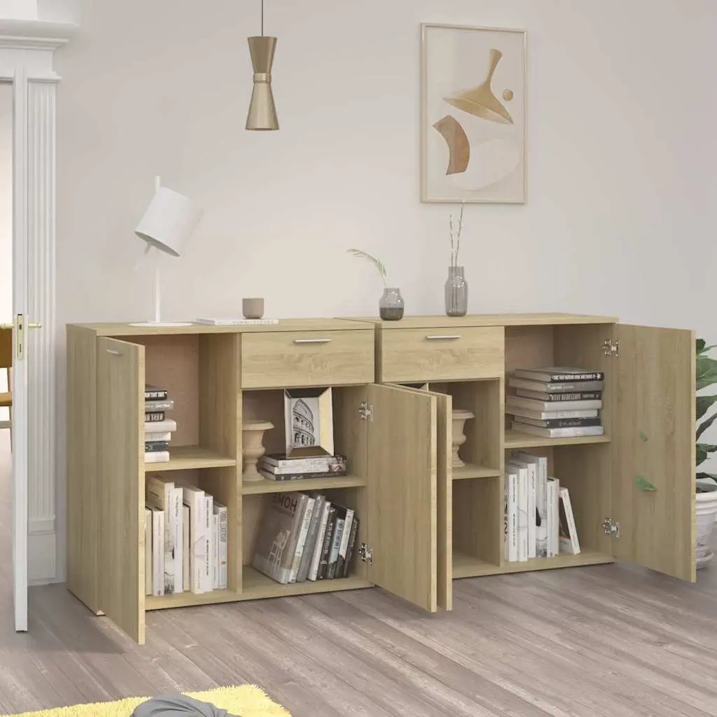 Sideboard Buffet Cabinet Sonoma Oak 160x36x75 cm Storage Unit Four Doors Two Drawers