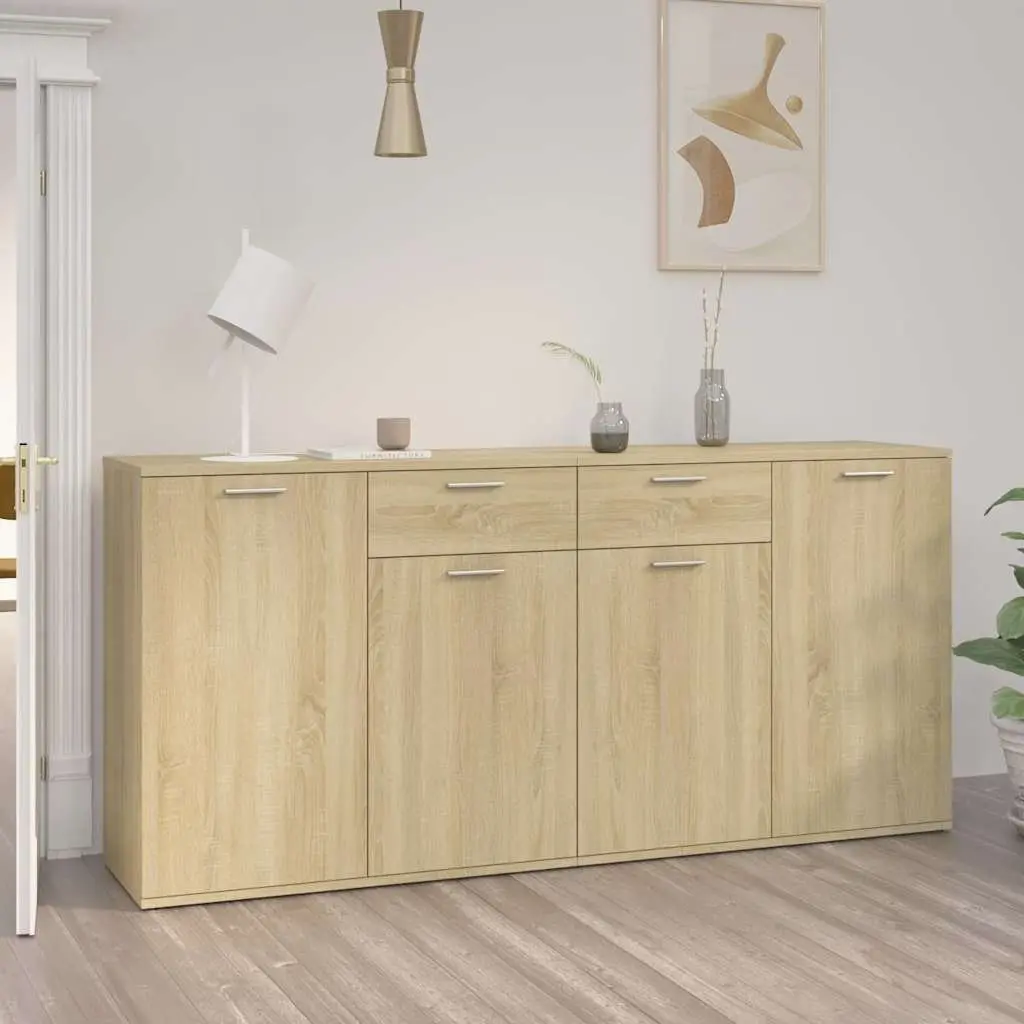 Sideboard Buffet Cabinet Sonoma Oak 160x36x75 cm Storage Unit Four Doors Two Drawers