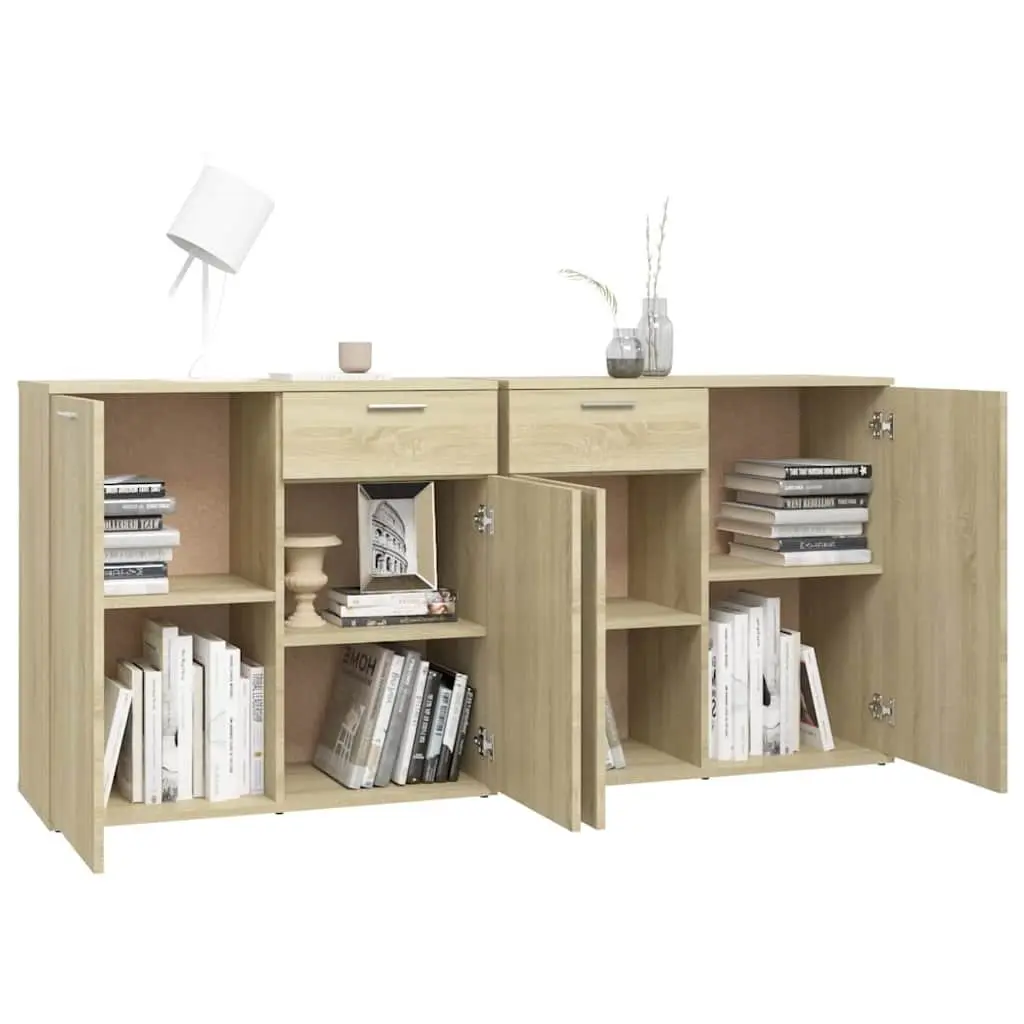 Sideboard Buffet Cabinet Sonoma Oak 160x36x75 cm Storage Unit Four Doors Two Drawers