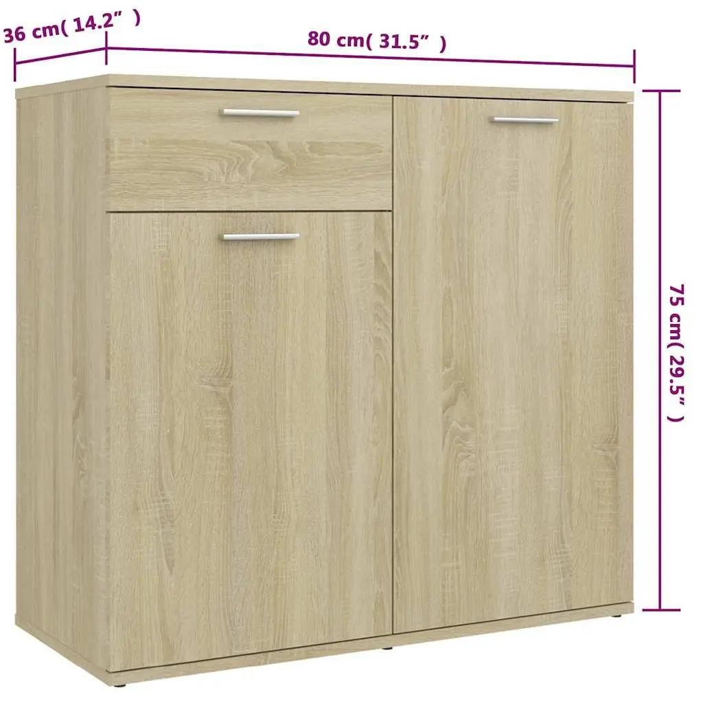 Sideboard Buffet Cabinet Sonoma Oak 160x36x75 cm Storage Unit Four Doors Two Drawers