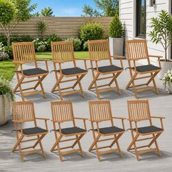 8 Folding Garden Chairs with Cushions for Outdoor Enjoyment