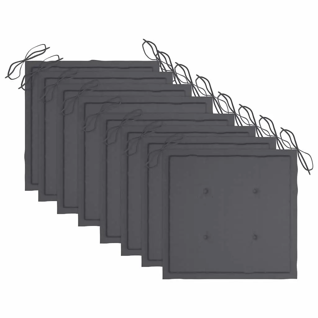 Folding Garden Chairs Anthracite 8 Piece Set Solid Wood Outdoor Patio Seating with Cushions
