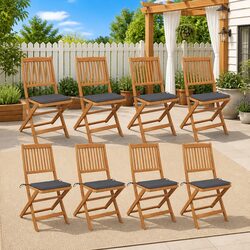 Folding Garden Chairs Set with Cushions, 8 Pieces