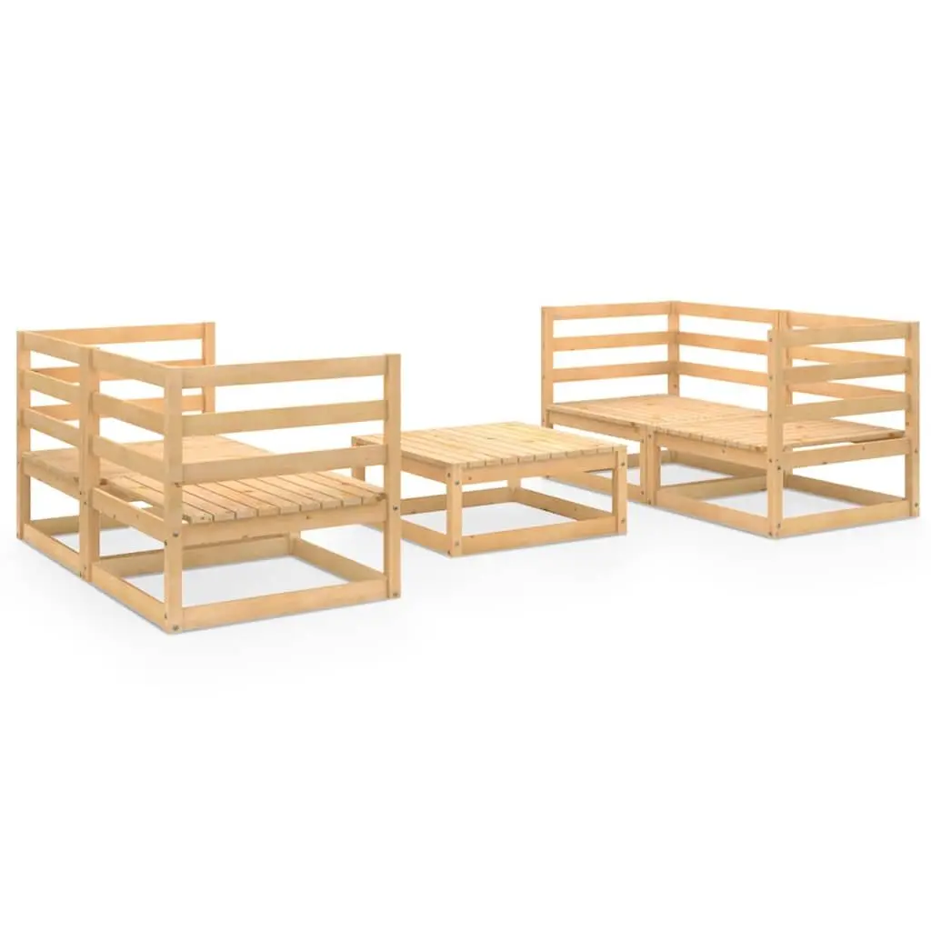5 Piece Outdoor Lounge Set in Brown Pinewood