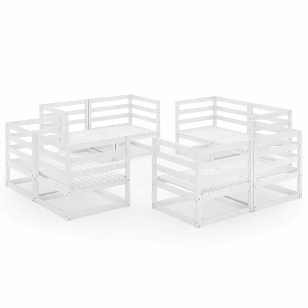Garden Lounge Set 8 Piece Outdoor Furniture White Modular Seating Patio
