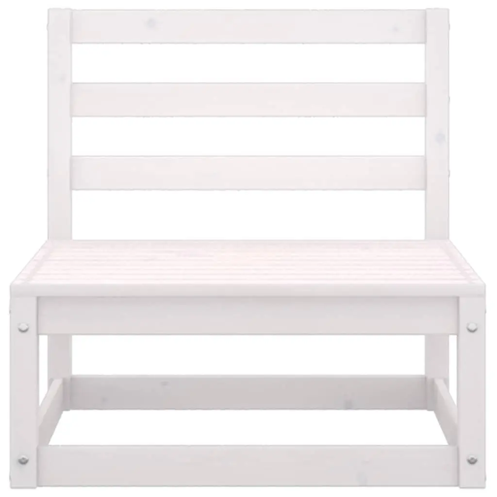 Garden Lounge Set White 6 Piece Solid Pinewood Modular Outdoor Furniture