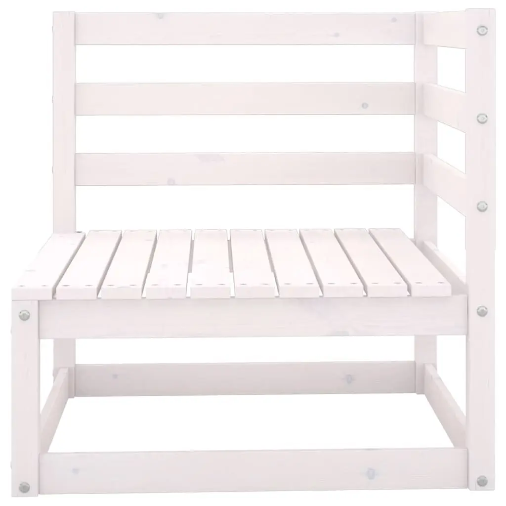 Garden Lounge Set White 6 Piece Solid Pinewood Modular Outdoor Furniture