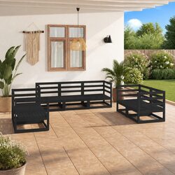 Compact 7 Piece Modular Outdoor Lounge Set in Black