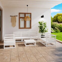 Compact 8 Piece White Modular Garden Lounge Set
