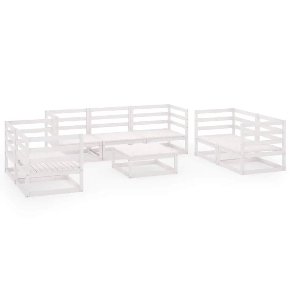 Garden Lounge Set White 8 Piece Modular Sofa Seating