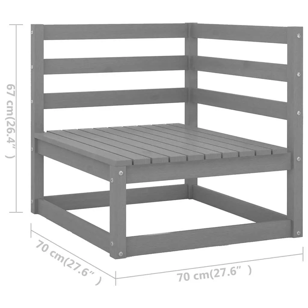 Garden Lounge Set 8 Piece Outdoor Furniture Grey Solid Wood Modular Patio