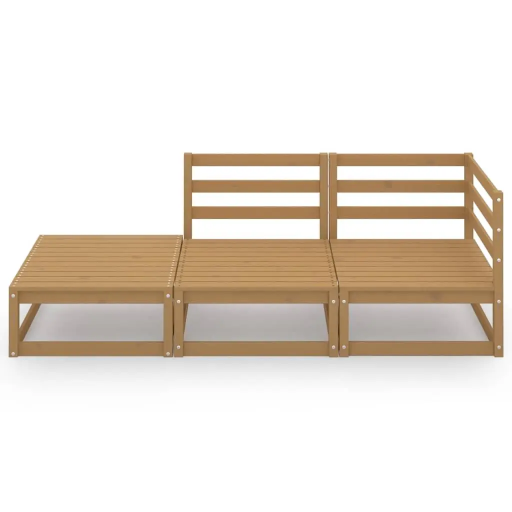 Garden Lounge Set 3 Piece Outdoor Furniture Brown Wood Patio Relaxing Seating