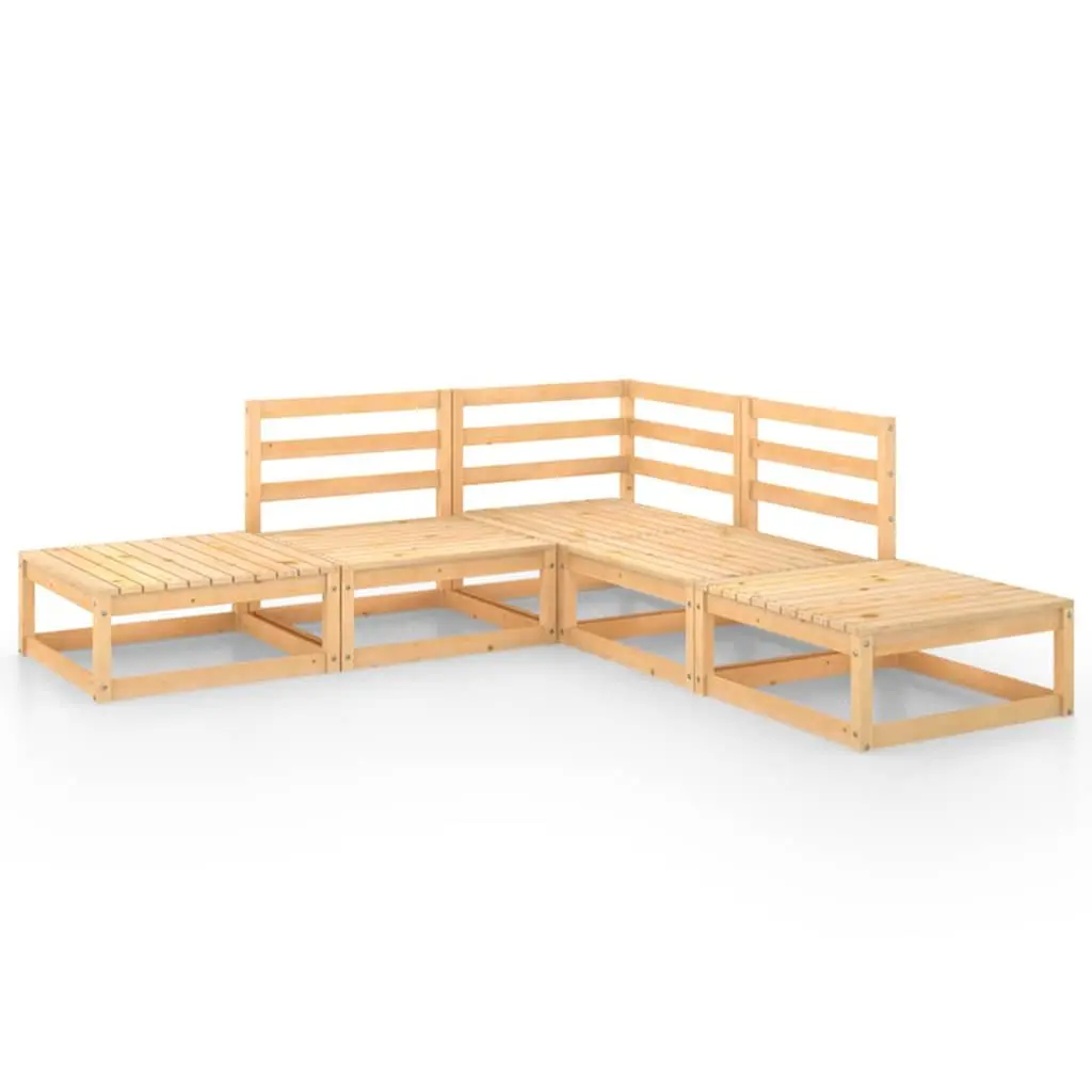 5 Piece Garden Lounge Set Solid Pinewood Brown Outdoor Furniture Modular