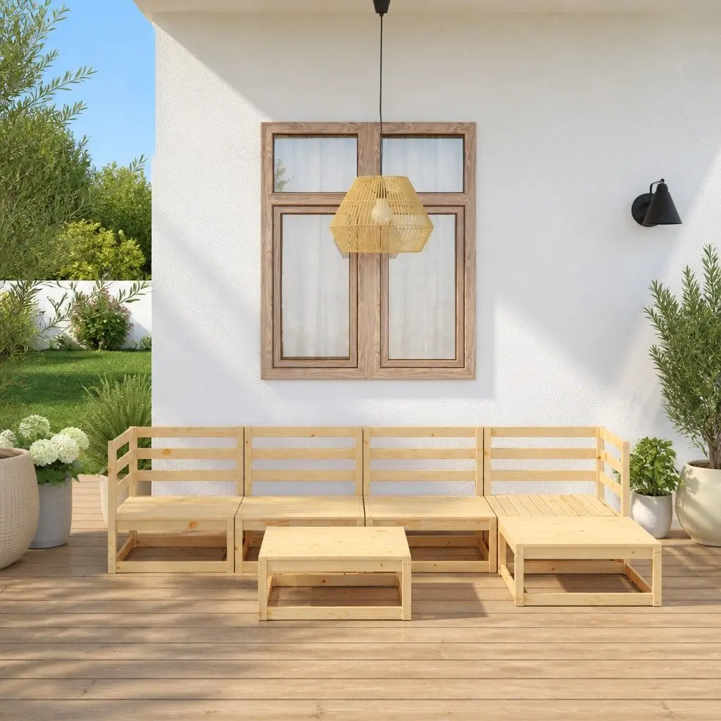 6 Piece Garden Lounge Set Brown Modular Outdoor Furniture
