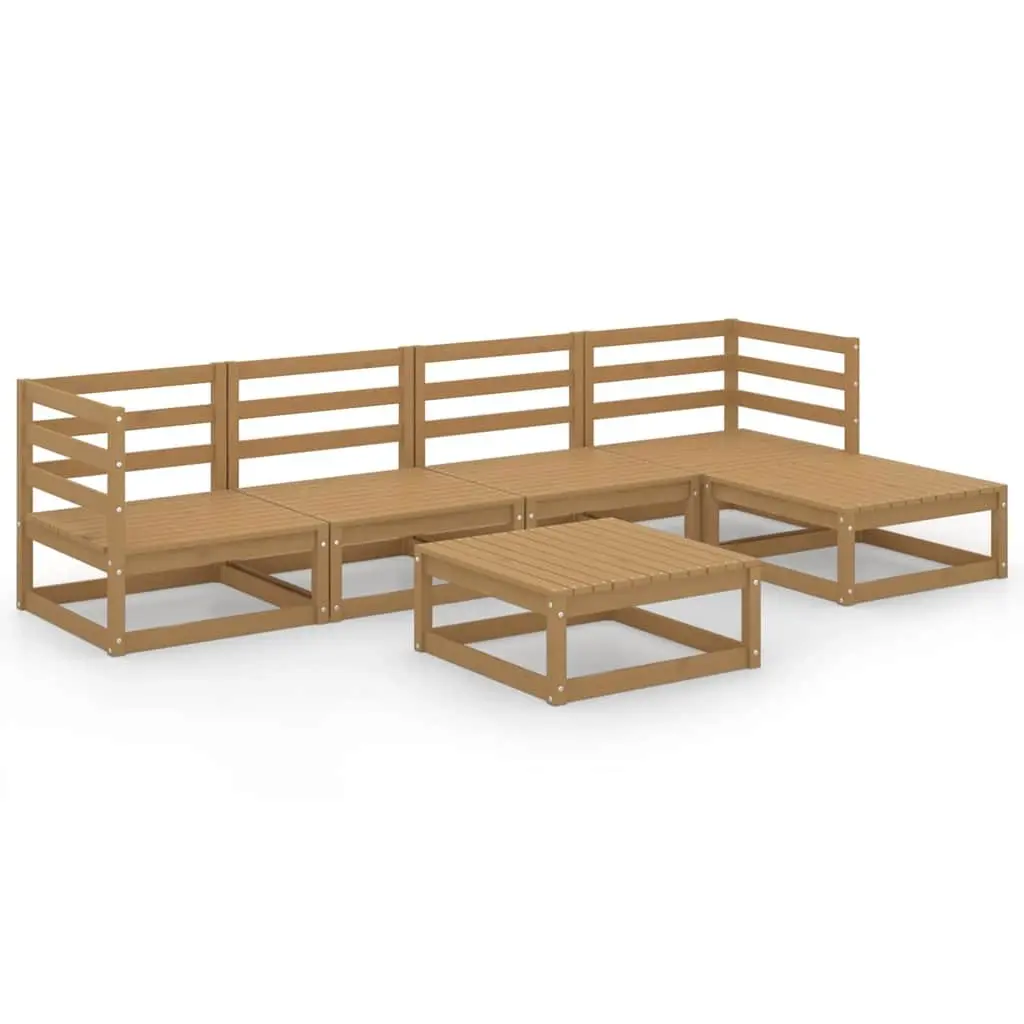 6-Piece Modular Outdoor Lounge Set, Brown Pinewood