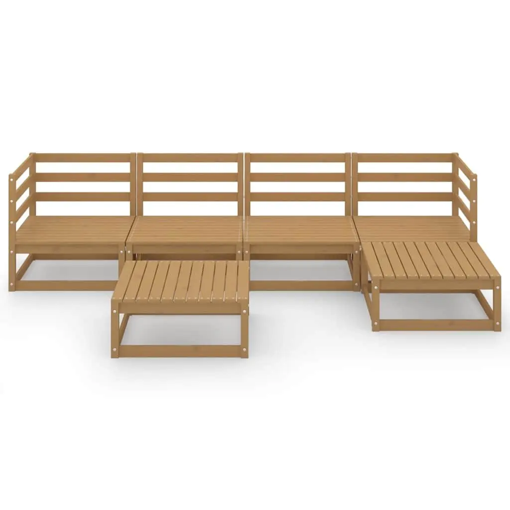 6-Piece Modular Outdoor Lounge Set, Brown Pinewood