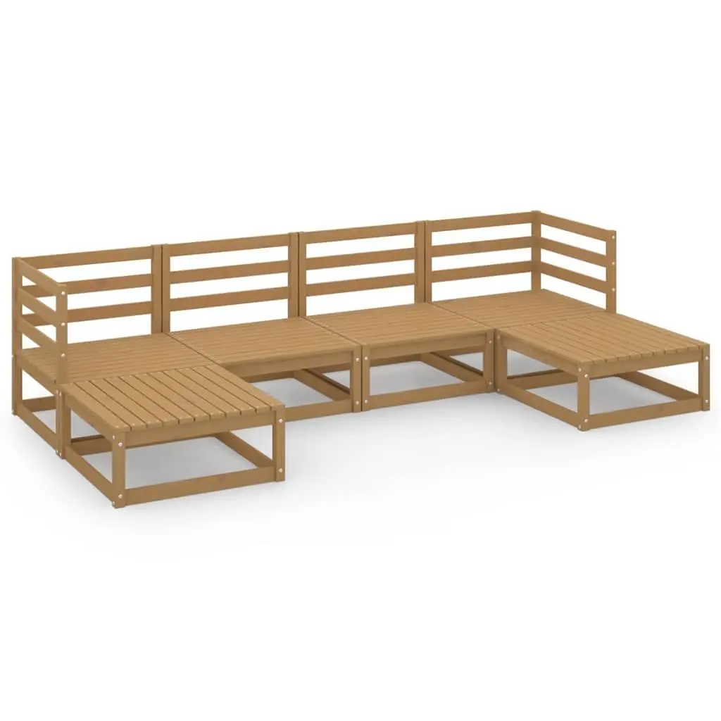 6 Piece Garden Lounge Set Brown Solid Pinewood Modular Outdoor Furniture