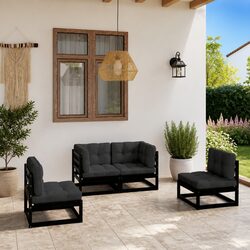 Concise 4-Piece Outdoor Lounge Set with Cushions