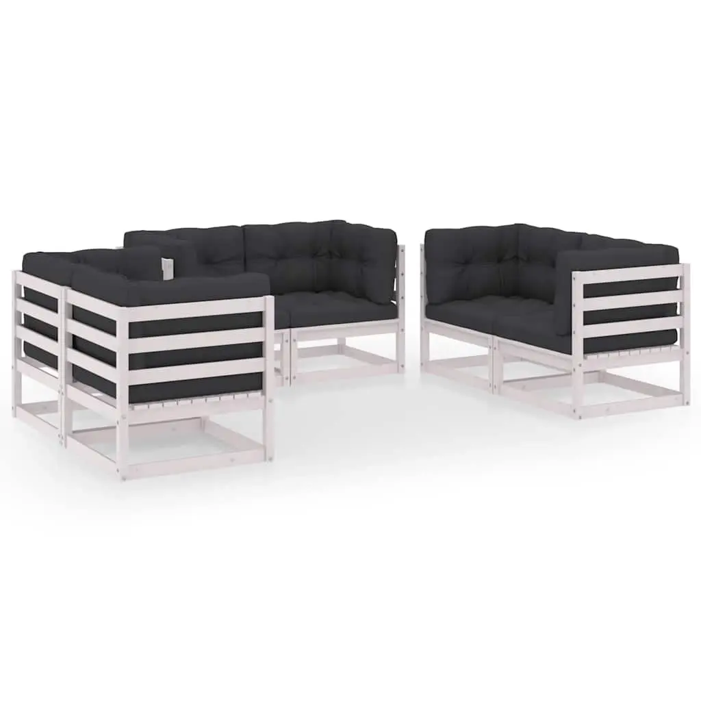 Garden Lounge Set 6 Piece Outdoor Furniture with Cushions White Modular