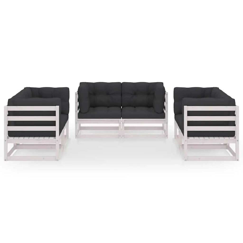 Garden Lounge Set 6 Piece Outdoor Furniture with Cushions White Modular