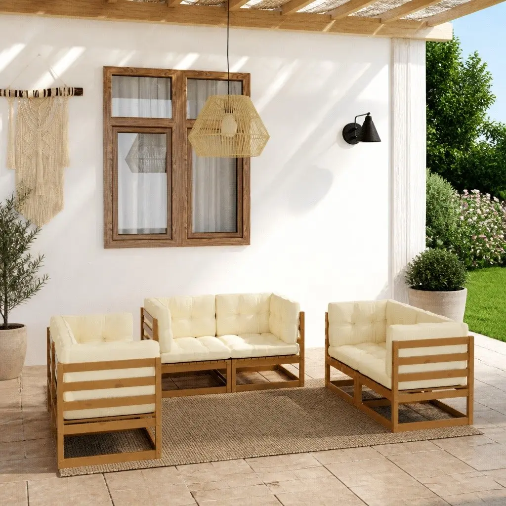 Garden Lounge Set 6 Piece Outdoor Furniture with Cushions Brown Modular