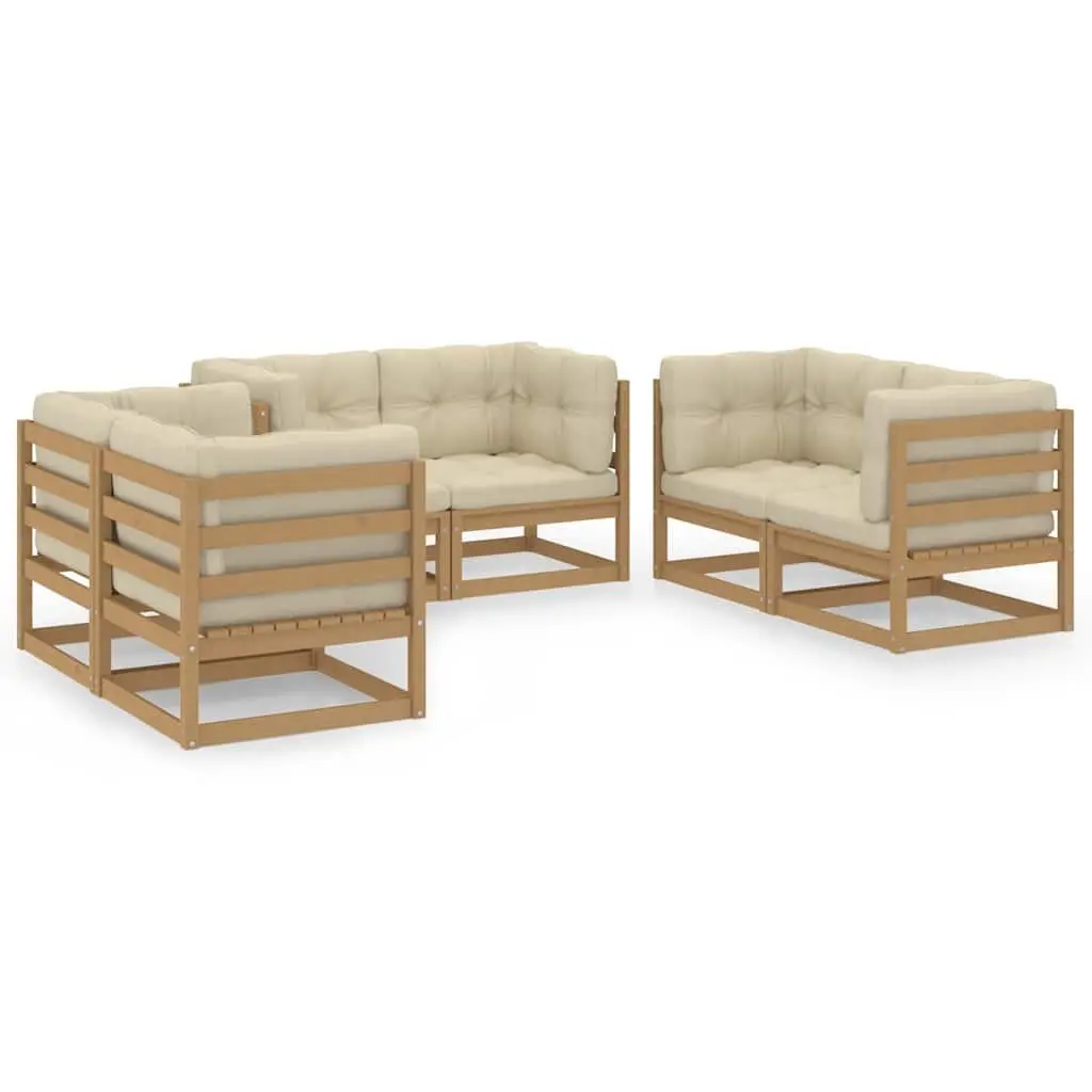 Garden Lounge Set 6 Piece Outdoor Furniture with Cushions Brown Modular