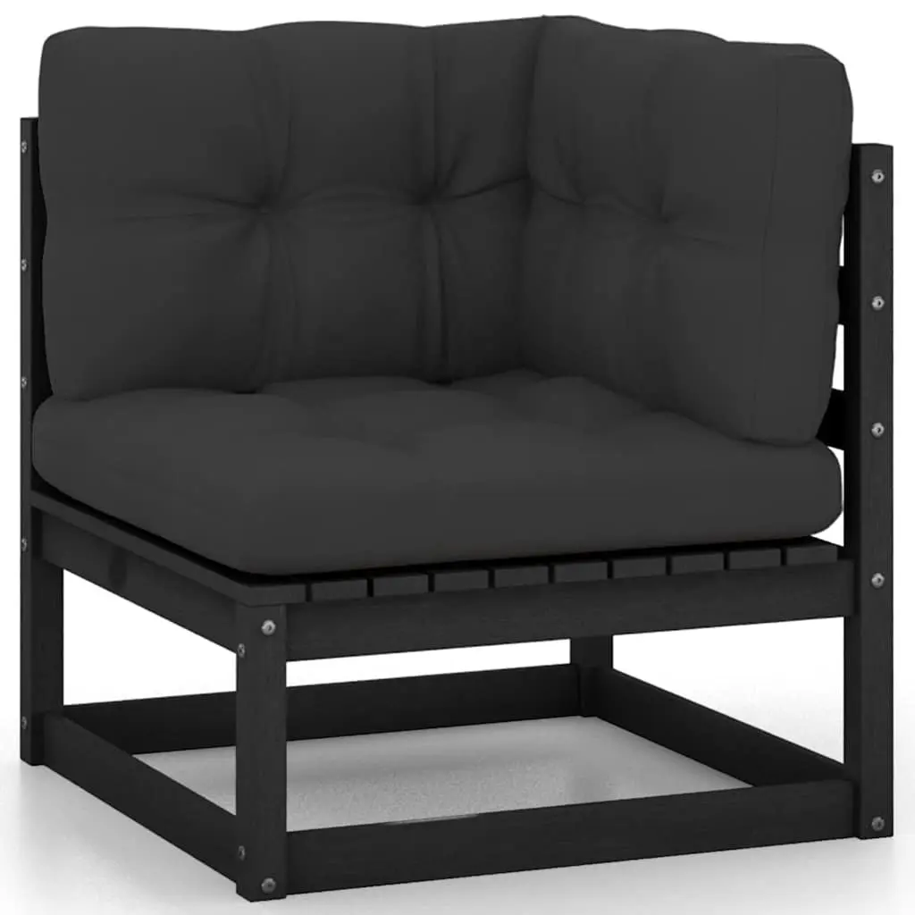 Garden Lounge Set Black 5 Piece Modular Outdoor Furniture with Cushions