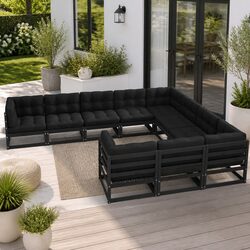 10 Piece Pinewood Lounge Set with Cushions - Stylish & Durable